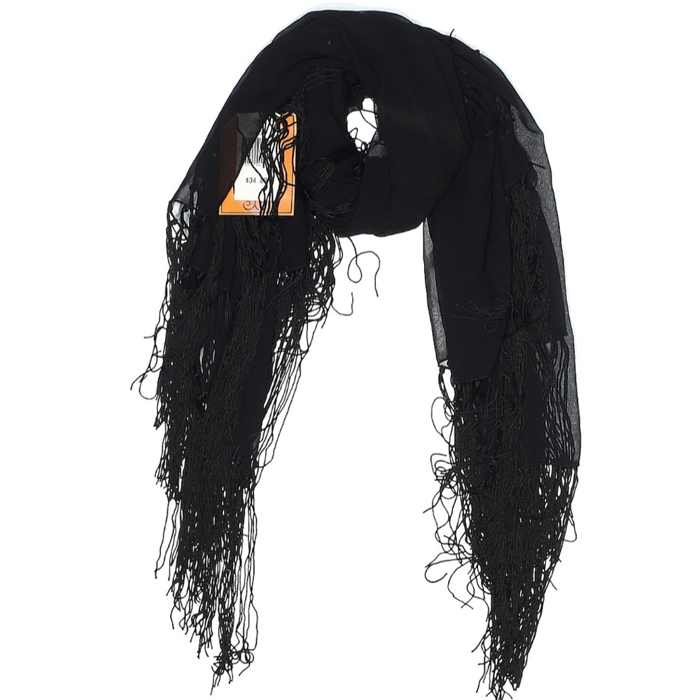 NWT  Black fringes square wrap scarf by Cejon Accessories
